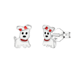 Zilveren oorknop enamel hond