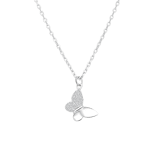 Halskette aus 925er Silber mit Zirkoniasteinen besetztem Anhänger in Schmetterlingsform