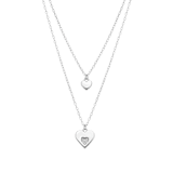 Zilveren ketting layering met hanger hart zirkonia