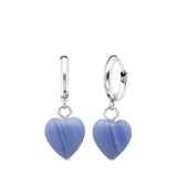 Ohrringe, Edelstahl, mit Herz, Achat in Blau