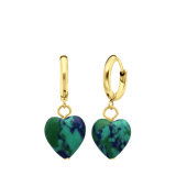 Stainless steel goldplated oorringen met hanger hart met malachiet voor dames