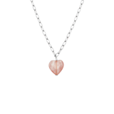 Stainless steel ketting met hart rhodoniet