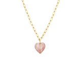 Stainless steel goldplated ketting met hanger hart met rhodoniet voor dames