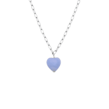 Halskette, Edelstahl, mit Herz, Achat in Blau
