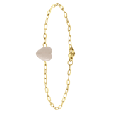 Armband, Edelstahl, vergoldet, mit Herz, Rosenquarz