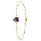 Stainless steel goldplated armband met hart amethist