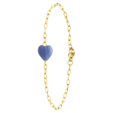 Armband, Edelstahl, vergoldet, mit Herz, Achat in Blau