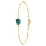 Stainless steel goldplated fantasiearmband met hanger hart met turquoise voor dames