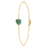 Armband, Edelstahl, vergoldet, mit Herz, Aventurin-Quarz
