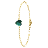 Stainless steel goldplated fantasiearmband met hanger hart met malachiet voor dames
