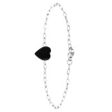 Armband, Edelstahl, mit Herz, Obsidian in Schwarz