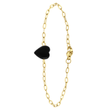Armband, Edelstahl, vergoldet, mit Herz, Obsidian