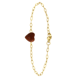 Armband, Edelstahl, vergoldet, mit Herz, Sonnenstein