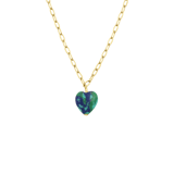 Stainless steel goldplated ketting met hanger hart met malachiet voor dames