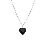 LuLu Jewels stainless steel ketting met hart zwarte obsidiaan voor dames