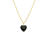 Stainless steel goldplated ketting met hanger hart met obsidiaan voor dames