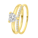 Zilveren goldplated ring met zirkonia hart voor dames