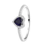 Ring, 925 Silber, Herz, Zirkonia, blau