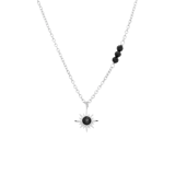 Zilveren ketting met hanger zon zirkonia zwart