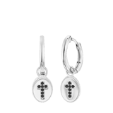 Zilveren oorringen hanger ovaal kruis zirkonia