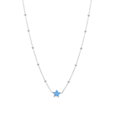 Zilveren ketting ster enamel blauw