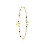 Armband, Edelstahl, vergoldet, mit Herzanhänger, rot