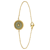 Stainless steel goldplated fantasiearmband met hanger met groene aventurijn voor dames