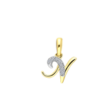 14K geelgouden alfabet hanger met diamant 0,03ct