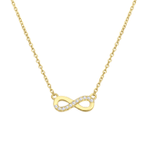 Zilveren goldplated ketting met hanger infinity met zirkonia voor dames