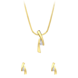 Zilveren goldplated set mat/glans met zirkonia