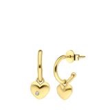 Ohrringe, 925 Silber, vergoldet, Herz mit Zirkonia
