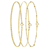 Set mit 3 Armbändern aus 925 Silber, vergoldet