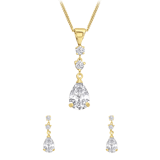 Silber-Set 925 vergoldet Tropfen mit Zirkonia