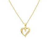 Zilveren goldplated ketting met hanger hart met zirkonia voor dames