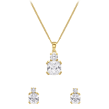 Zilveren goldplated set ketting en oorbellen