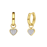 Zilveren goldplated oorringen met hanger hart met kristal voor dames