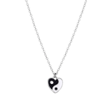 Silberfarbene Bijoux-Halskette mit Yin und Yang Herz