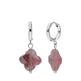 Stainless steel oorbellen met rhodoniet
