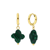 Stainless steel goldplated oorringen met hanger bloem met malachiet voor dames