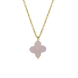 Stainless steel goldplated ketting met hanger bloem met rozenkwarts voor dames
