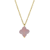 Stainless steel goldplated ketting met hanger bloem met rhodoniet voor dames