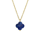 Stainless steel goldplated ketting met hanger bloem met lapis lazuli voor dames