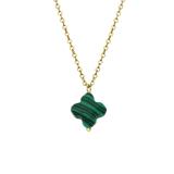 Stainless steel goldplated ketting met hanger bloem met malachiet voor dames