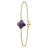 Armband aus vergoldetem Edelstahl mit Amethyst-Anhänger