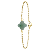 Stainless steel goldplated fantasiearmband met hanger met groene aventurijn voor dames