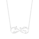 Zilveren naamketting infinity/heart/heartbeat