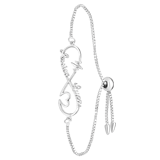 Zilveren naamarmband infinity/heart/heartbeat
