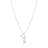 Zilveren naamketting verticaal hart voor dames