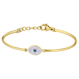 Stainless steel goldplated fantasiearmband met hanger met oog met kristal voor dames
