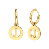 Stainless steel goldplated oorringen met letterhanger J voor dames